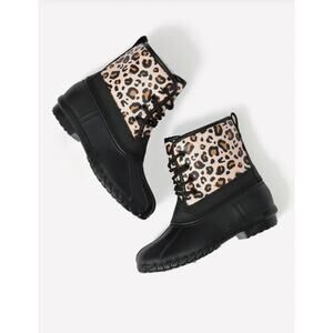 FabKids Insulated Waterproof Leopard Print Snow Boots Girls Size 3